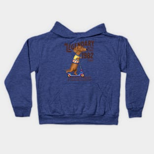 Dachshund Legendary Retro Scooter Kids Hoodie